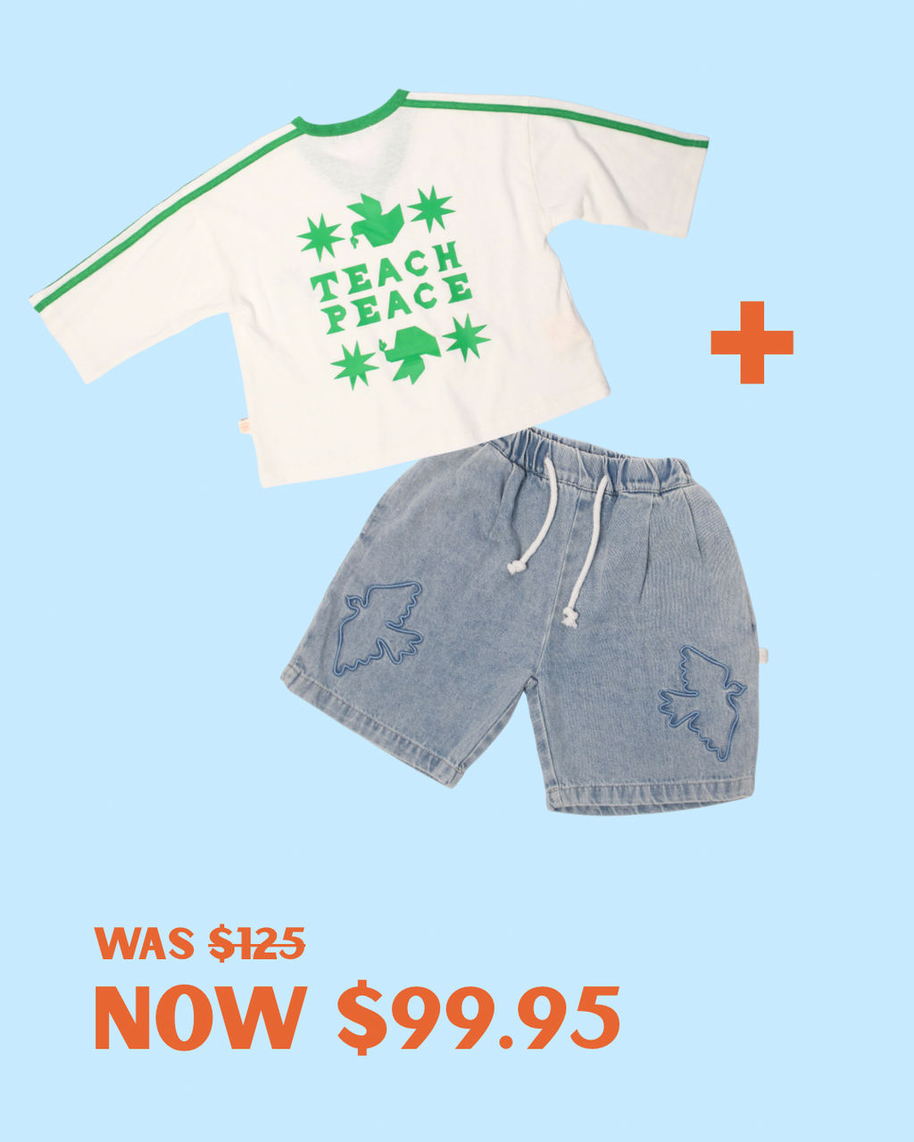 Teach Peace Tee (Green) + Promises Jorts