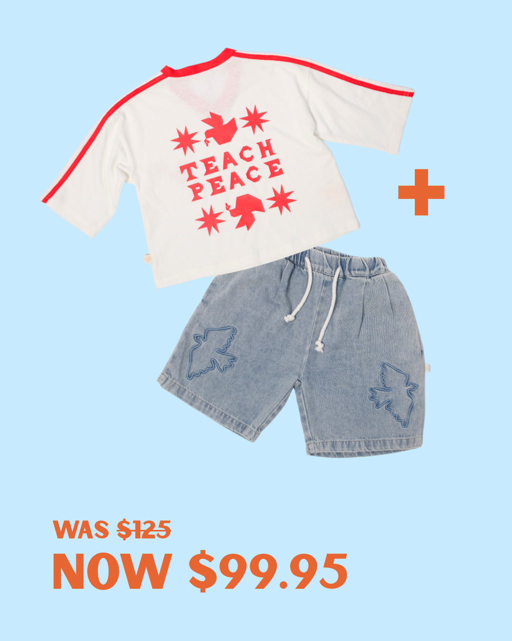 Teach Peace Tee (Red) + Promises Jorts