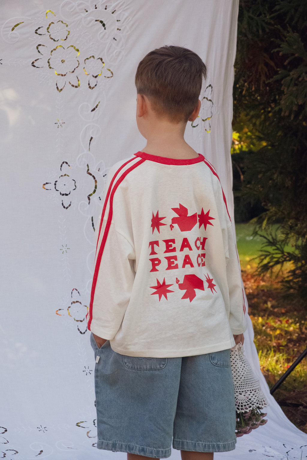 Teach Peace Tee (Red) + Promises Jorts