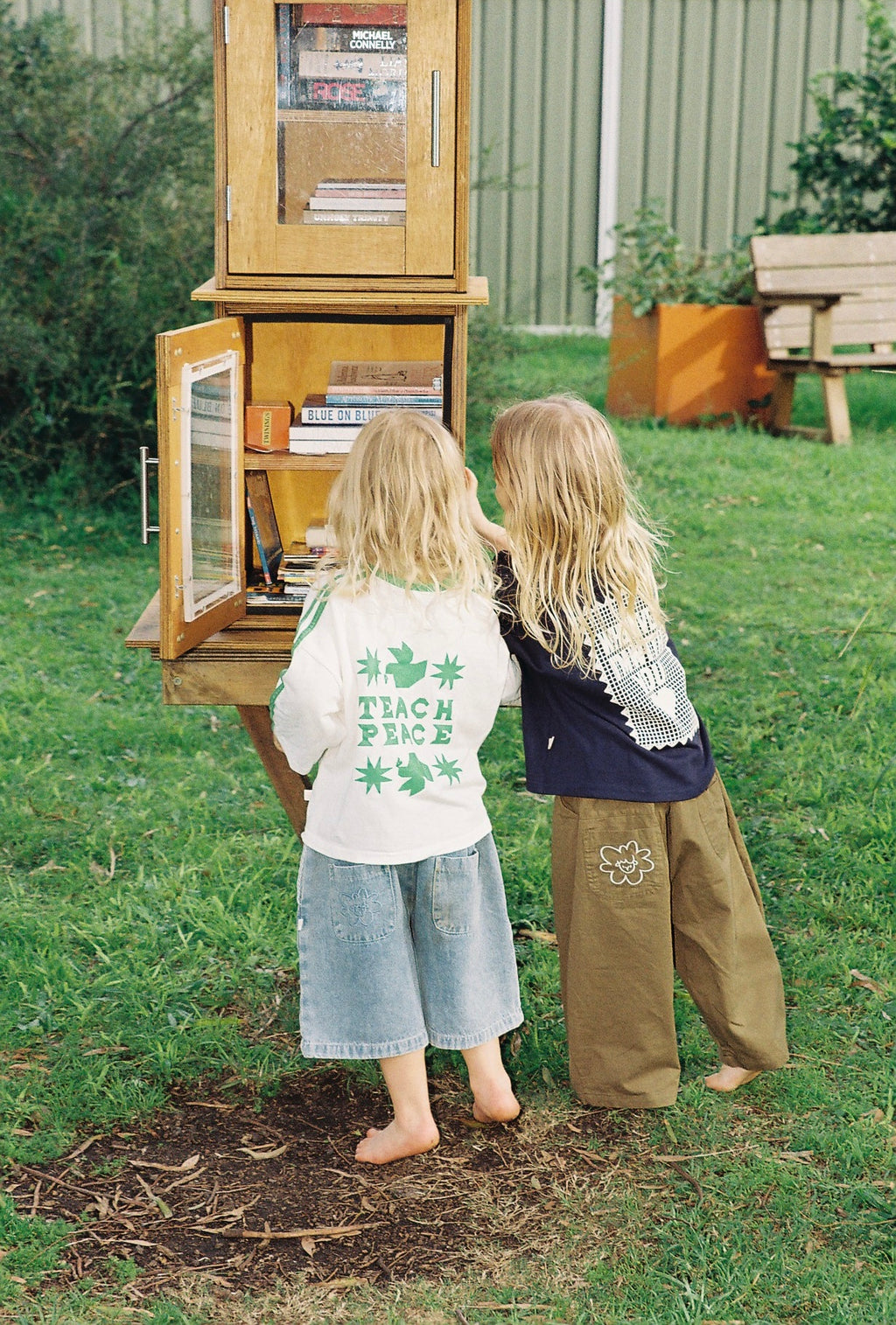 Teach Peace Tee (Green) + Promises Jorts